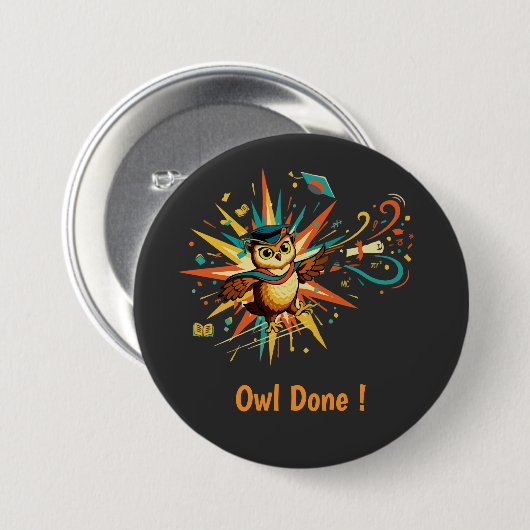 Süße Weise Eule Absolvent Klasse 2026 Retro Pop Ar Button (Vorne & Hinten)