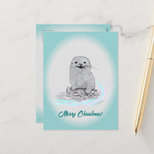 Süße weiße Baby-Seeeotter, Frohe Weihnachten