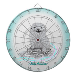 Süße weiße Baby-Seeeotter, Frohe Weihnachten Dartscheibe