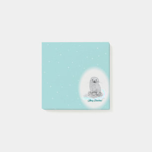 Süße weiße Baby-Seeeotter, Frohe Weihnachten Post-it Klebezettel