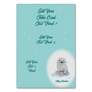 Süße weiße Baby-Seeeotter, Frohe Weihnachten Tischnummer