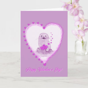 Süße weiße Baby-Seeeotter, Frohen Valentinstag Karte