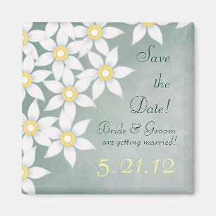 Süße weiße Blumen Hochzeit - Save the Date Magnet