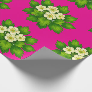 Süße weiße Blumen und grüne Blätter Geschenkpapier
