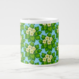 Süße weiße Blumen und grüne Blätter Geschenkpapier Jumbo-Tasse