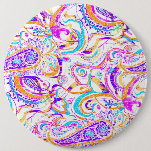 Süße weiße bunte Paisley-Muster Button