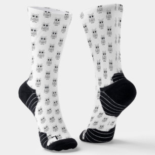 Süße weiße Cartoon-Eule große Augen Kawaii Waldlan Socken