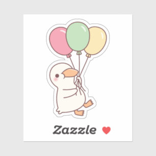 Süße weiße Ente mit Luftballons Aufkleber