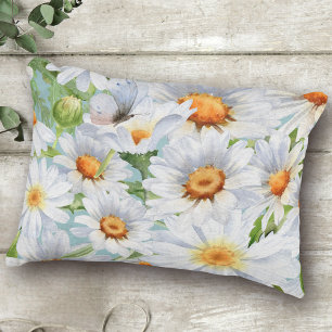 Süße weiße florale Vintage-Wasserfarben-Gänseblümc Dekokissen