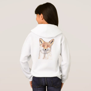 Süße weiße Fuchs-Wasserfarben-Wald-Wildtier-Mädche Hoodie