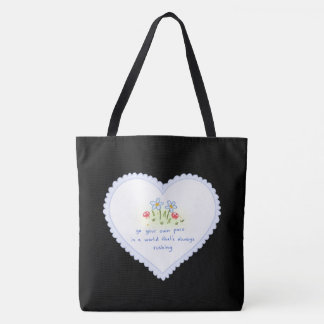 "Süße weiße Herz-Blumen-Doodle-Schwarze-Tasche | A Tasche