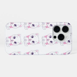 Süße weiße Kätzchen-Illustration iPhone 16 Pro Hülle