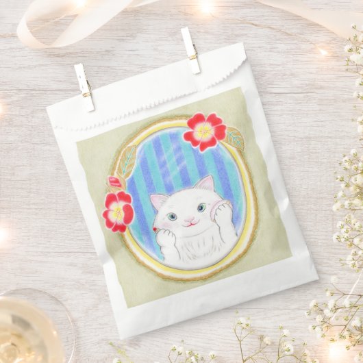 Süße weiße Kätzchen-Katze-Geschenktüte Geschenktütchen (Ausgeschnitten)