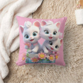 Süße weiße Kätzchen Katzen Kissen (Decke)