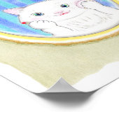 Süße weiße Kätzchen-Katzen-Make-up-Kinderkunst Poster (Ecke)