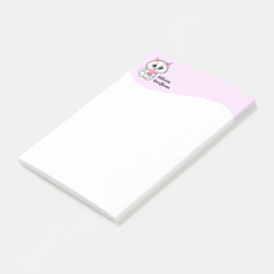 Süße weiße Katze hält ein Herz 1 Post-it Klebezettel