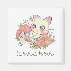 Süße Weiße Katze Magnet