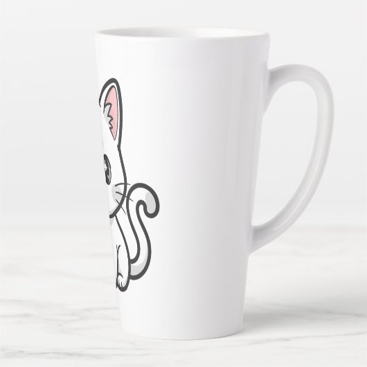 Süße weiße Katze Milchtasse (Rechts)