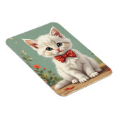 Süße weiße Katze mit Fliege Magnet (Rechte Seite)