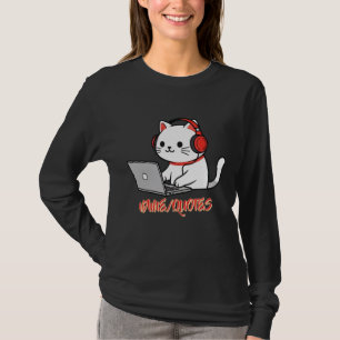 Süße weiße Katze mit roten Kopfhörern Laptop T-Shirt