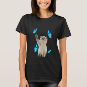 Süße weiße Katze mit Schmetterling Katzenadoption T-Shirt