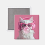 Süße weiße Katze – Personalisiert Magnet (Vorderseite/Rückseite)