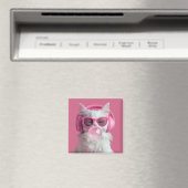 Süße weiße Katze – Personalisiert Magnet (In Situ (Geschirrspüler))