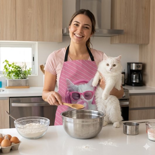Süße weiße Katze – Personalisiert Schürze