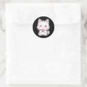 Süße weiße Katze Runder Aufkleber (Tasche)