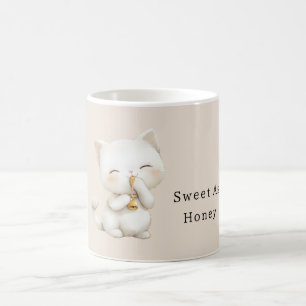 Süße weiße Katze süß wie Honig Kaffeetasse
