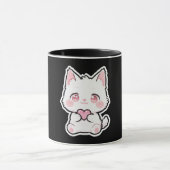 Süße weiße Katze Tasse (Zentrum)