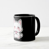 Süße weiße Katze Tasse (VorderseiteRechts)