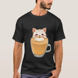 Süße weiße Katzen-Latte-Art-Kaffee-Herz ✨🐾☕ T-Shirt