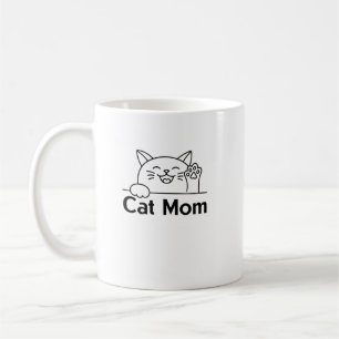Süße weiße Katzen-Mama Einfache lustige Frauen Kat Kaffeetasse
