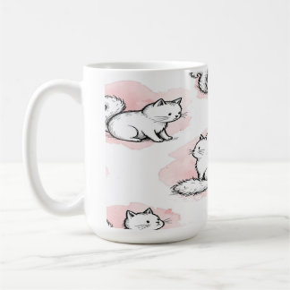 Süße weiße Katzen rosa Wasserfarben-Muster Kawaii- Kaffeetasse