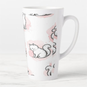 Süße weiße Katzen rosa Wasserfarben-Muster Kawaii- Milchtasse