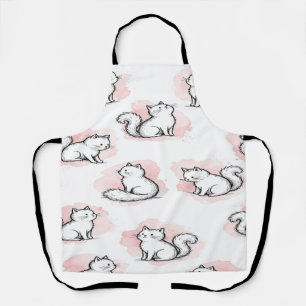 Süße weiße Katzen rosa Wasserfarben-Muster Kawaii- Schürze