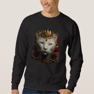 süße weiße Katzenkopfkrone Rosen für Katzen Kätzch Sweatshirt