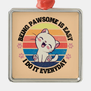 Süße weiße Kawaii-Katze Ornament Aus Metall