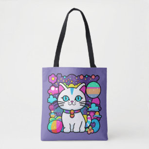 Süße weiße kosmische Raum Kitty Katze Tasche