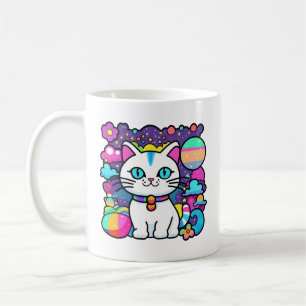 Süße weiße kosmische Weltraum-Kitty-Katze Kaffeetasse