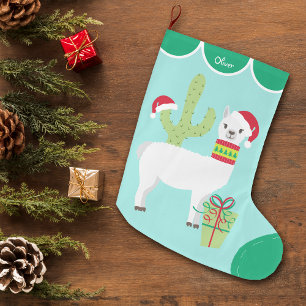 Süße weiße Lama-Weihnachtsmannmütze Großer Weihnachtsstrumpf