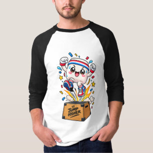 Süße weiße Maskottchen-Boxsprung-Fitness-Cartoon T-Shirt