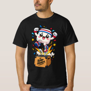 Süße weiße Maskottchen-Boxsprung-Fitness-Cartoon T-Shirt