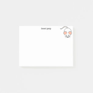 Süße weiße Maus & Kalligrafie Post-it Klebezettel