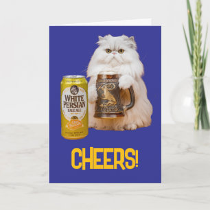 Süße weiße Perserkatze Bier Grußkarte Karte