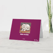 Süße weiße Perserkatze in Buntglas Karte (Rückseite)