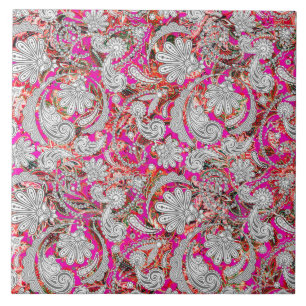 Süße weiße rosa Paisleymuster Fliese