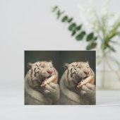 Süße Weiße-Tiger-Postkarte – Whimsical Art Postkarte (Stehend Vorderseite)
