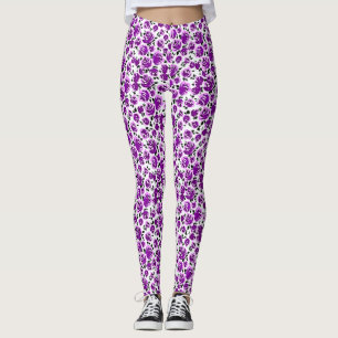 Süße weiße Veilchen-Rosen-Muster Leggings